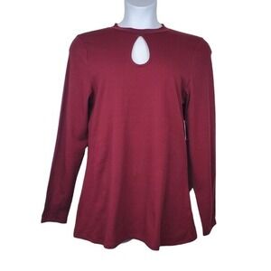 Torrid Womens Long Sleeve Burgundy Mock Neck Keyhole Cutout Top Size 1X NWT